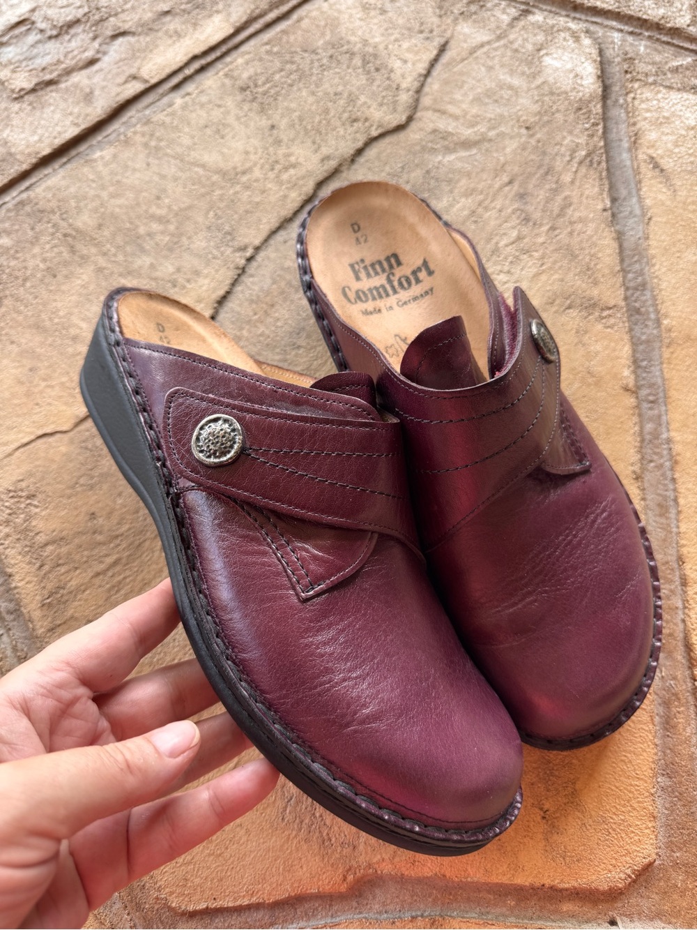 Finn Comfort SantaFe Soft Clogs Burgundy Leather Comfort Shoes EU 42 US 11 NWOB